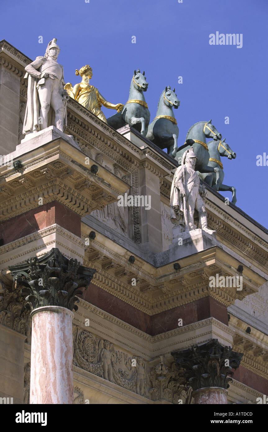 Arc de Triomphe du Carrousel, Paris, Restoration of the Bourbons Statues Stock Photo