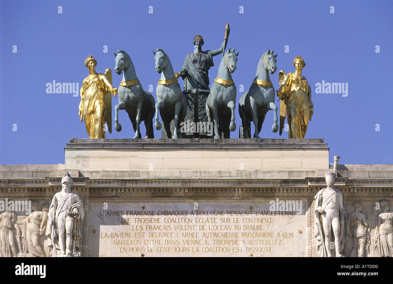 Arc de Triomphe du Carrousel Paris Restoration of the Bourbons Statues Stock Photo