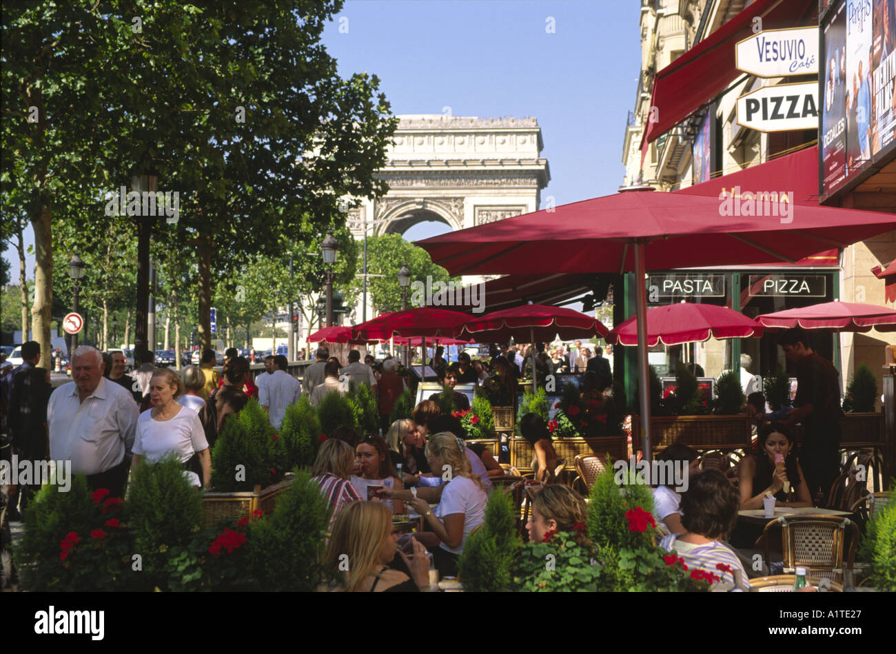 Outdoor cafes and shops along Avenue des Champs-Elysees in Paris,France  Stock Photo - Alamy