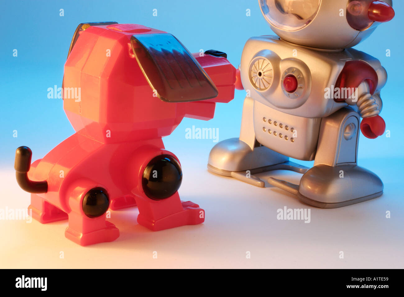 Toy Robot and Robot Dog Stock Photo