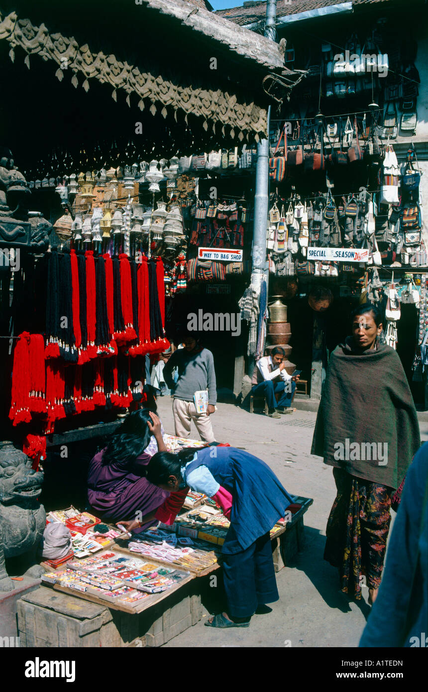 shops at indra chowk market city of kathmandu nepal Stock Photo