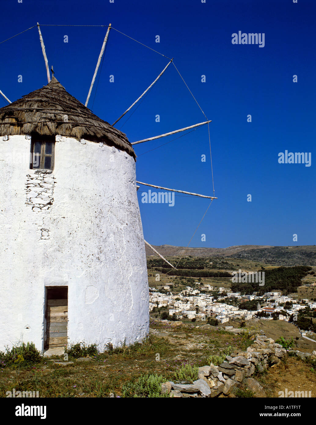 windmill at village of lefkes island of paros islands of cyclades ...