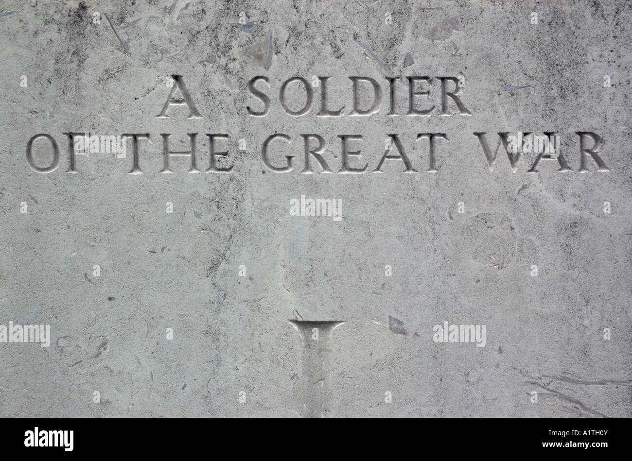 A Soldier of The Great War marked on a gravestone in a cemetery at Ypres Stock Photo
