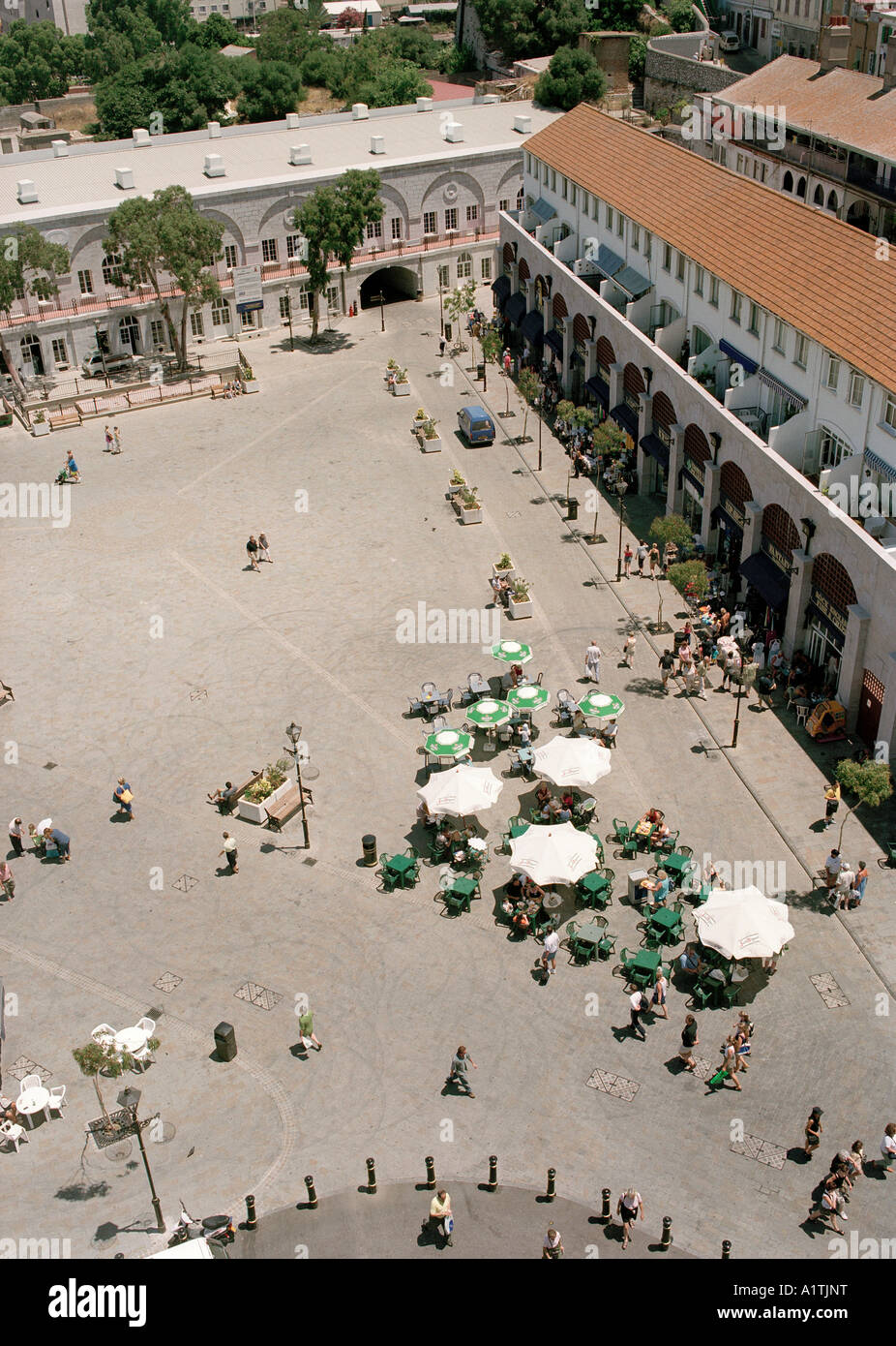 Elevated view of Casemates Square, Gibraltar Stock Photo