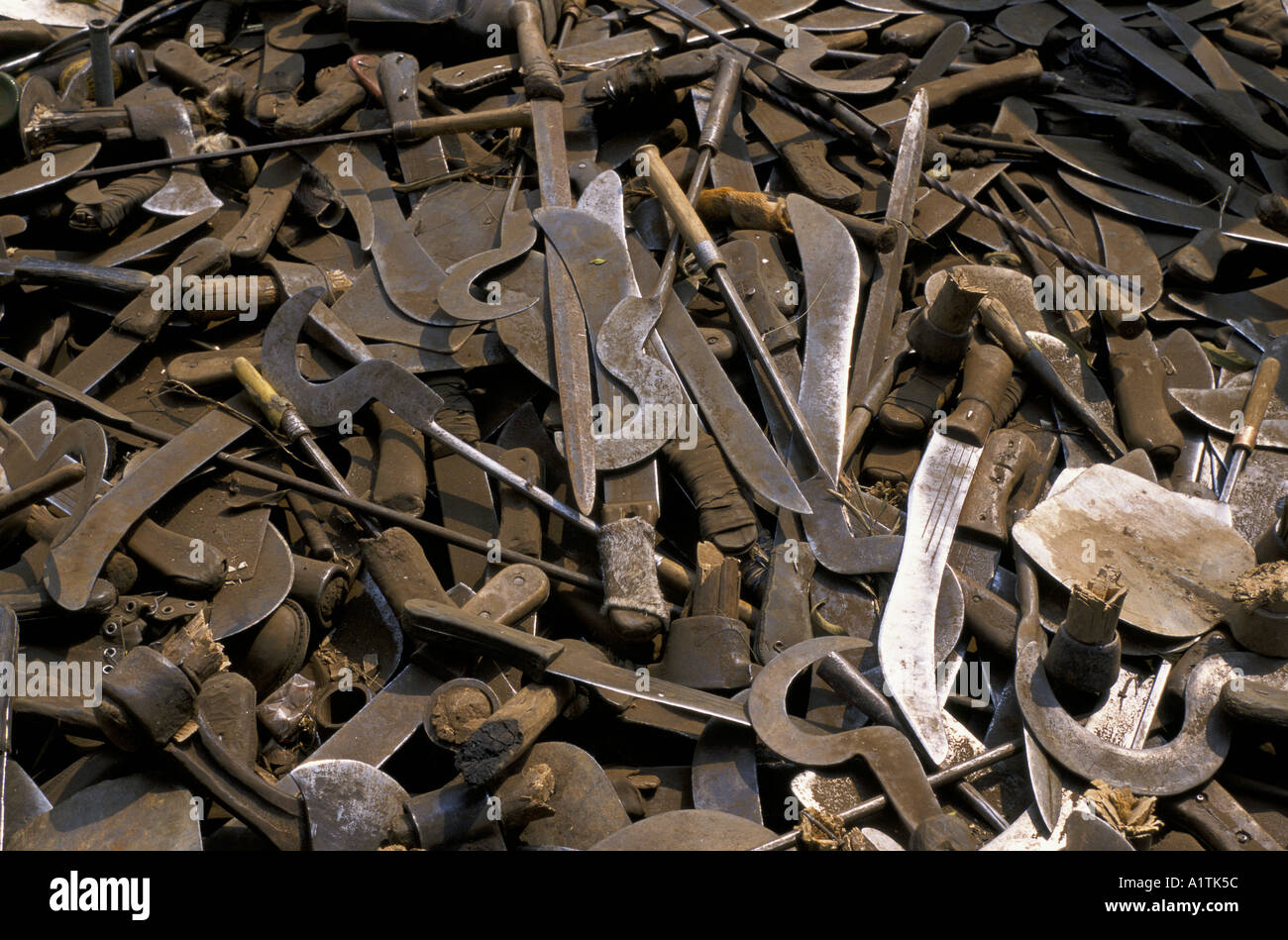 GOMA ZAIRE MACHETES used in the genocide COLLECTED AT THE ZAIRE Stock