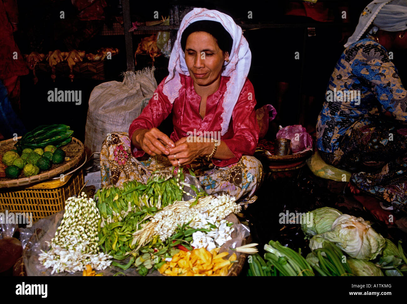 Malay woman, food vendor, seller, selling, fruits, vegetables, central