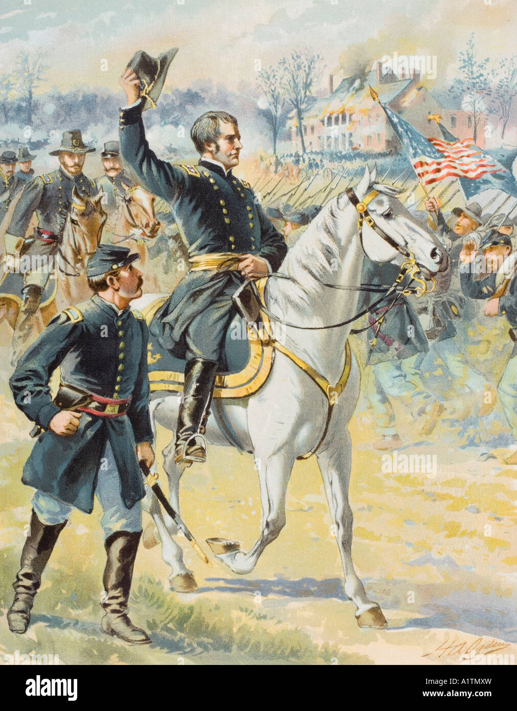 Major General Hooker at the Battle of Chancellorsville, May 3 1863. Artist H A Ogden Stock Photo