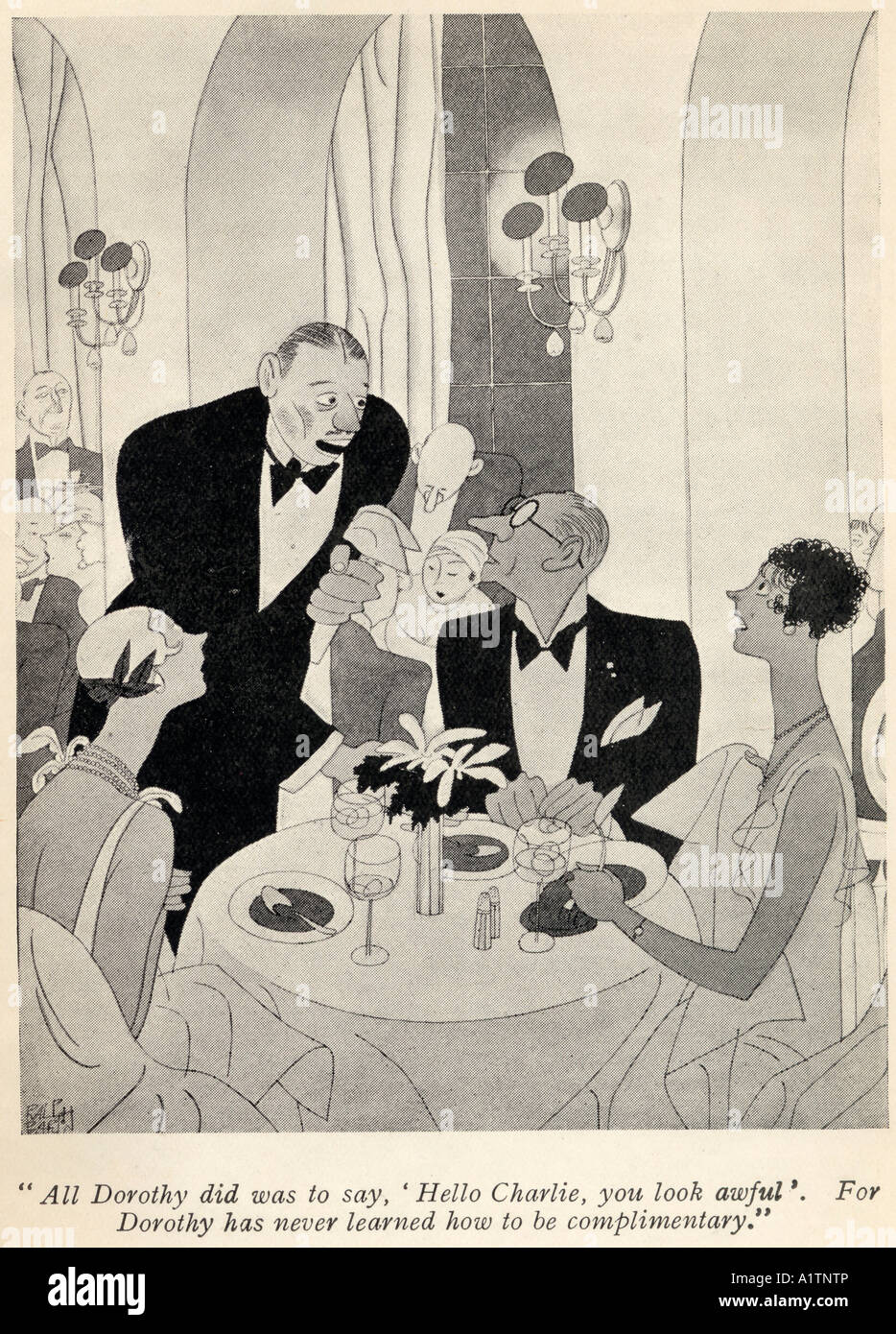 Illustration by Ralph Barton, 1891 to 1931. Frontspiece from the book But Gentlemen Marry Brunettes by Anita Loos, published 1928. Stock Photo