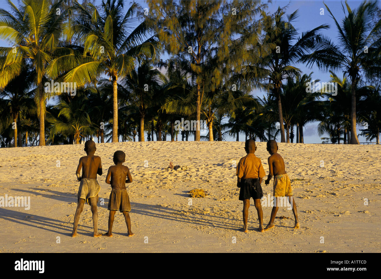 Mozambique Cabo Delgado Pemba Beach Four Boys Playing Stone Stock Photo Alamy