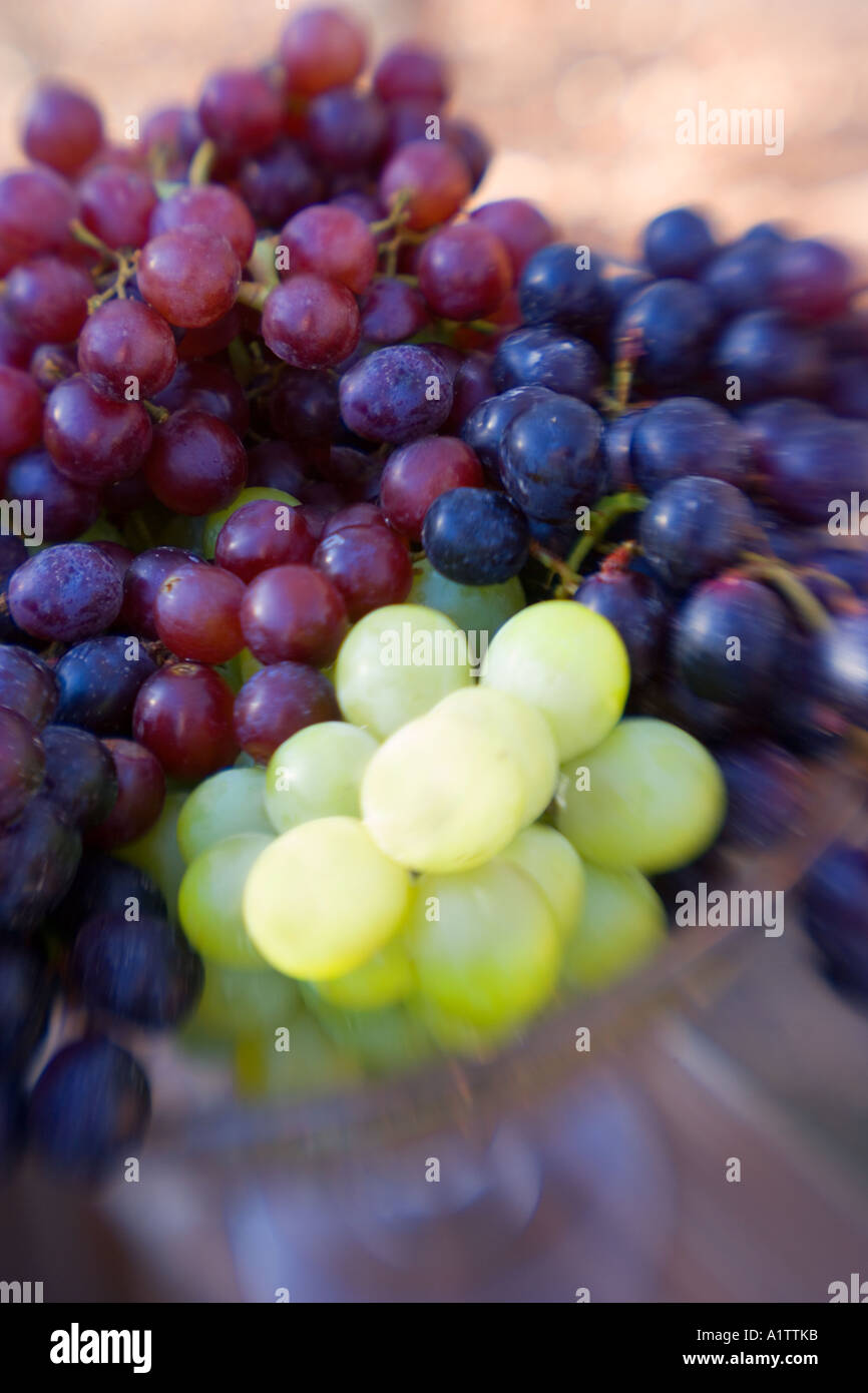 variety of grapes in a glass bowl Stock Photo Alamy