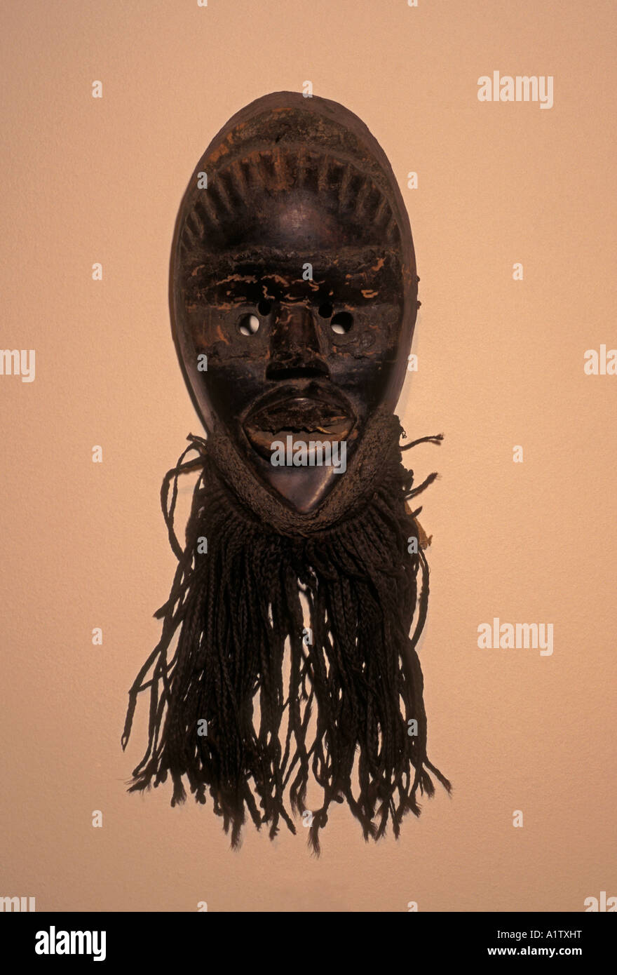 dance mask, mask, made of wood and hair, 24x15x8 cm, National Gallery, city of Harare, Harare, Zimbabwe, Africa Stock Photo