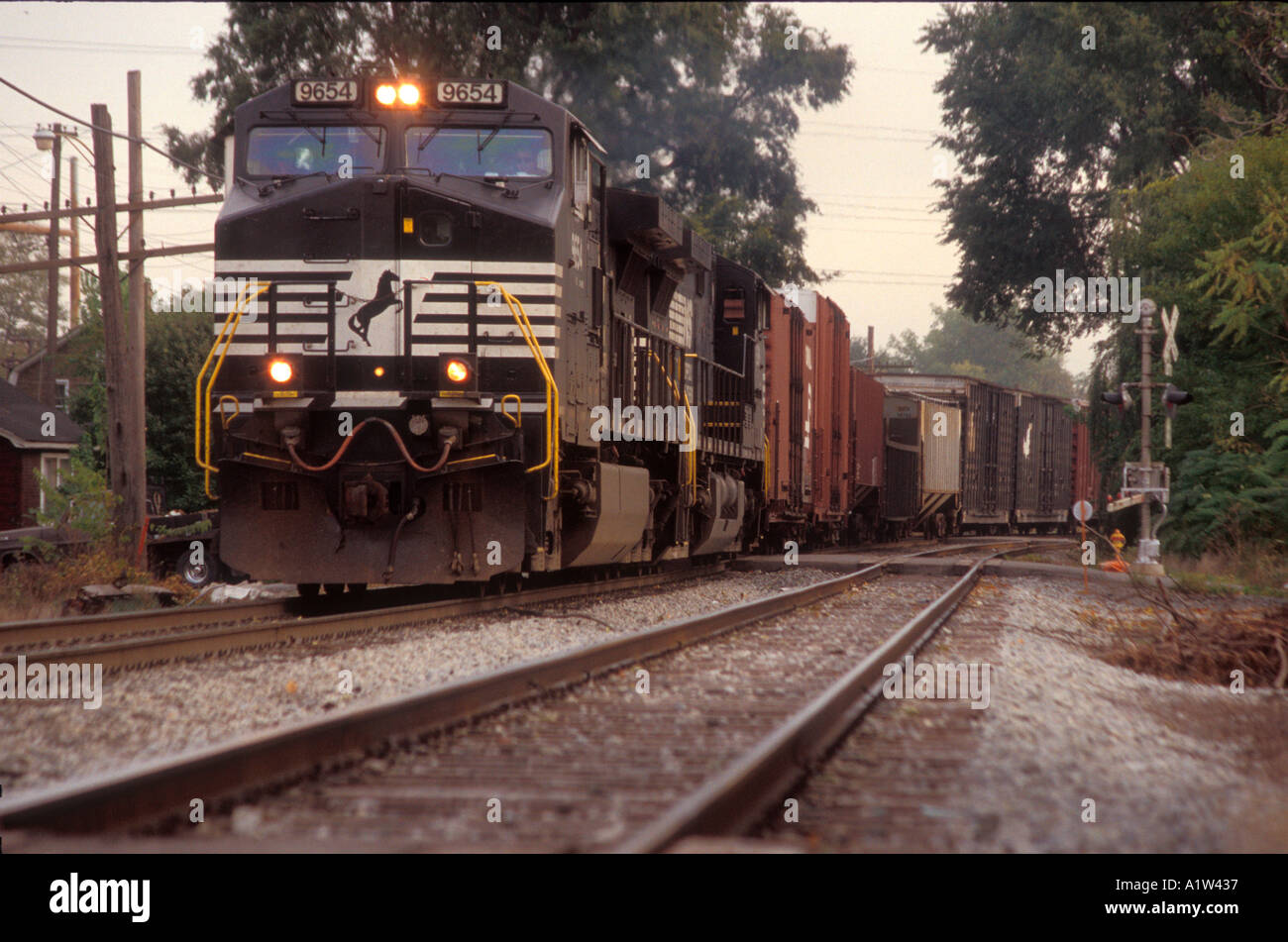 Detroit Michigan A freight train moves slowly through the heavily