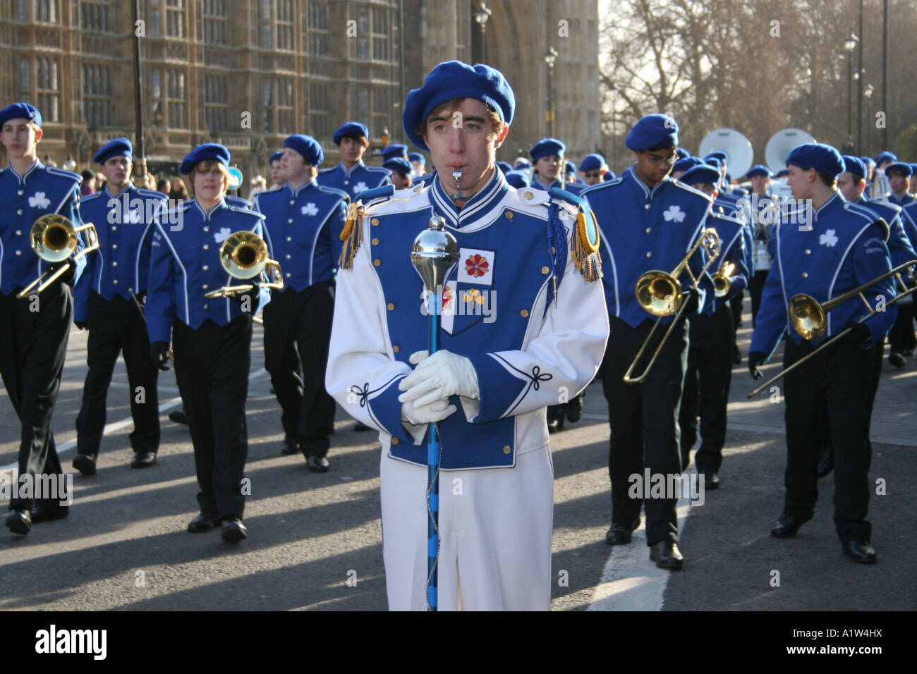 American band leader & musicians playing the trombone at the new years