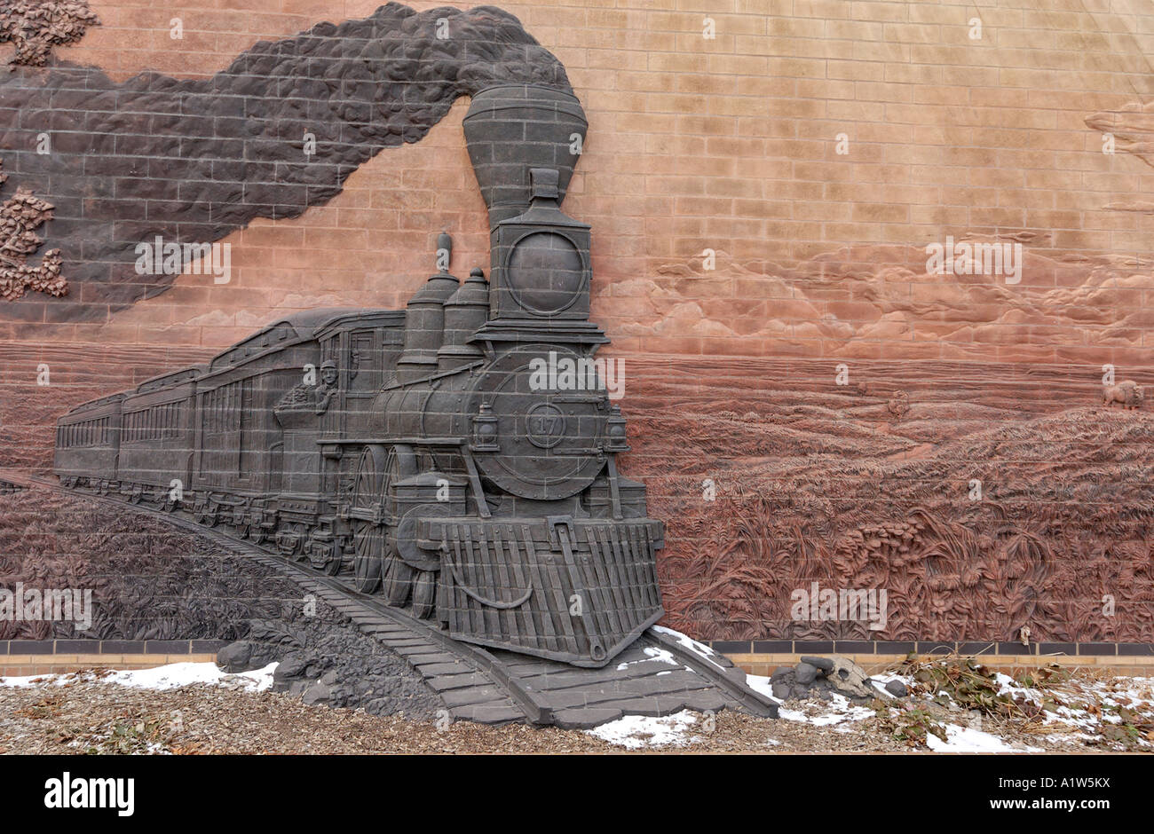 Iron Horse Legacy brick sculpture in Iron Horse park Haymarket district