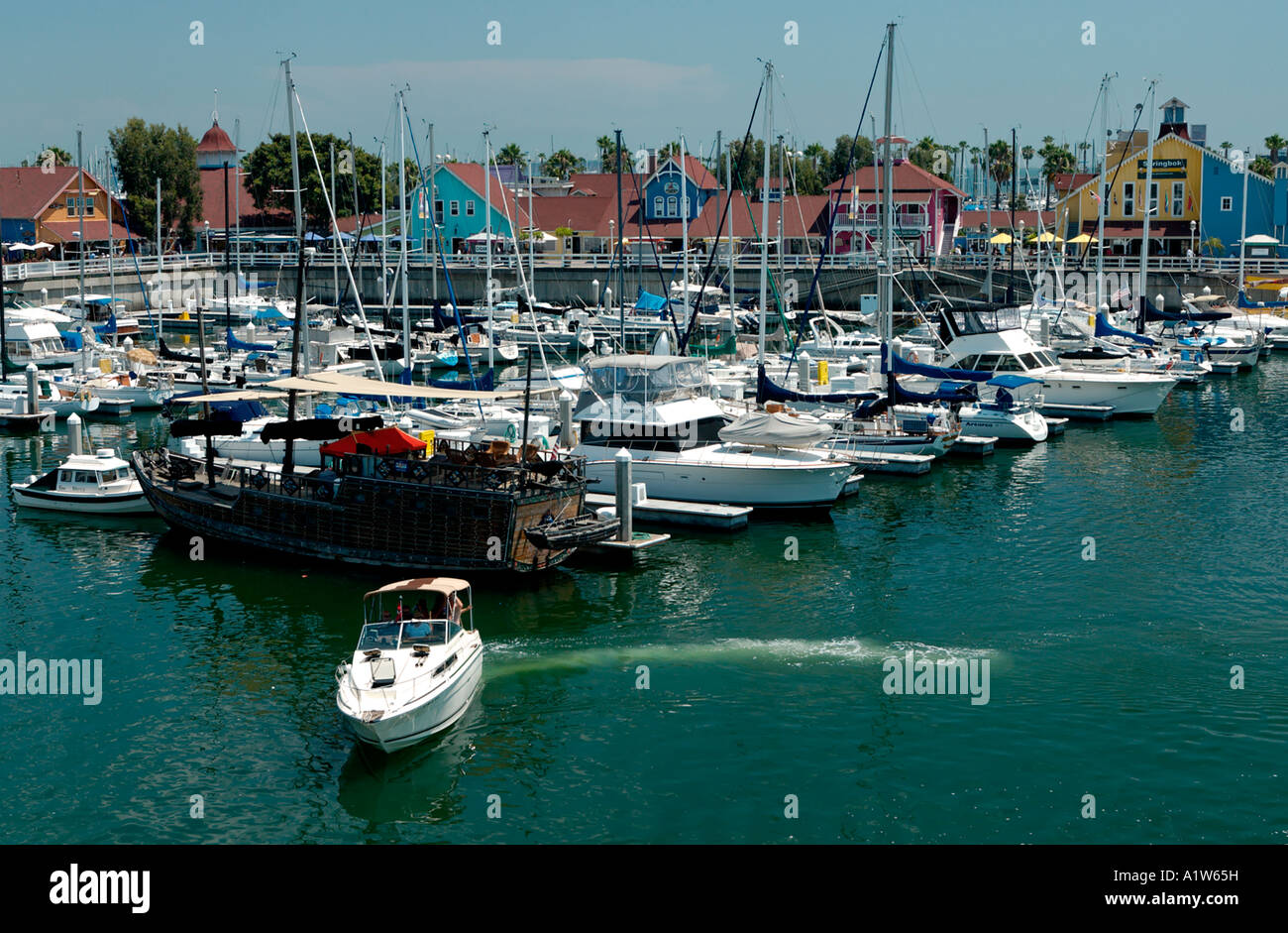 Rainbow Harbor and Shoreline Village shopping center Long Beach California USA Stock Photo