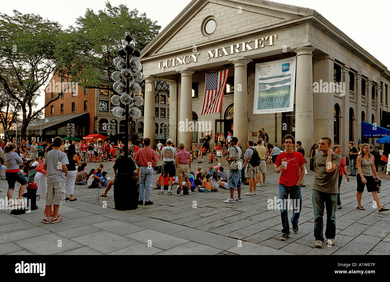 Faneuil hall marketplace boston attraction historic building massachusetts hires stock