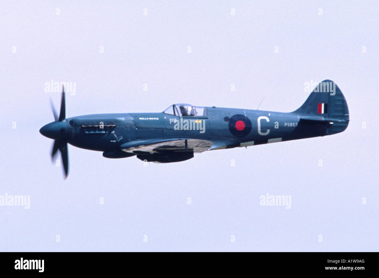 Supermarine Spitfire Spitfires PR XIX in RAF photo reconnaissance blue colour scheme. Stock Photo