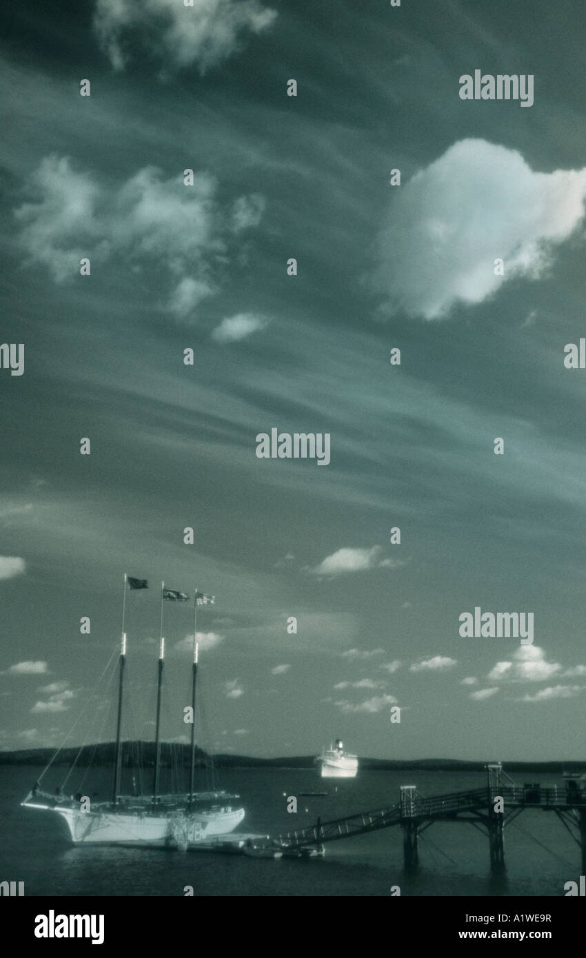 Sailing Ship & Cruise Ship,Docked & Anchored In Bar Harbor Maine USA Stock Photo Alamy