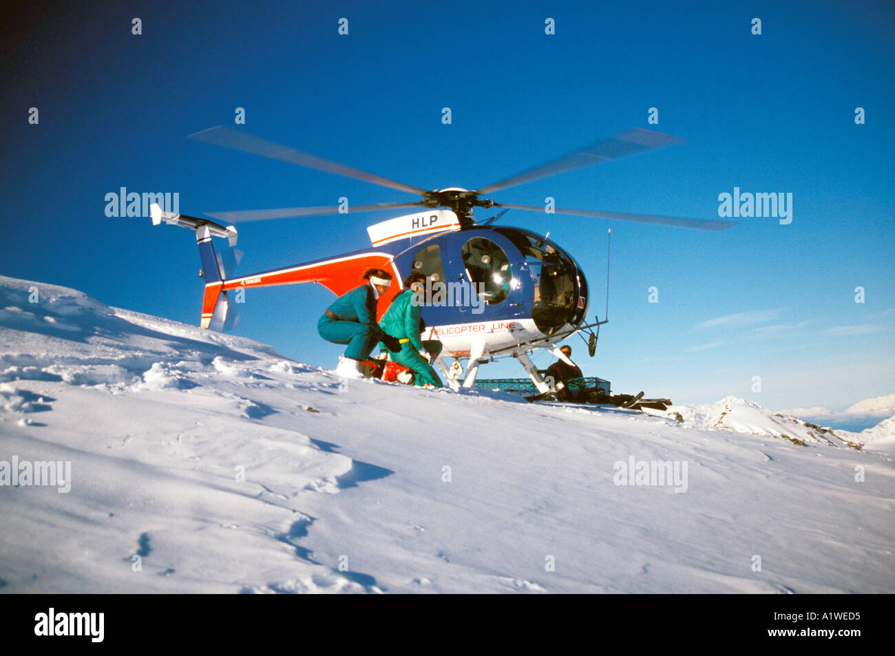 Heli skiing Chamonix France  Stock Photo
