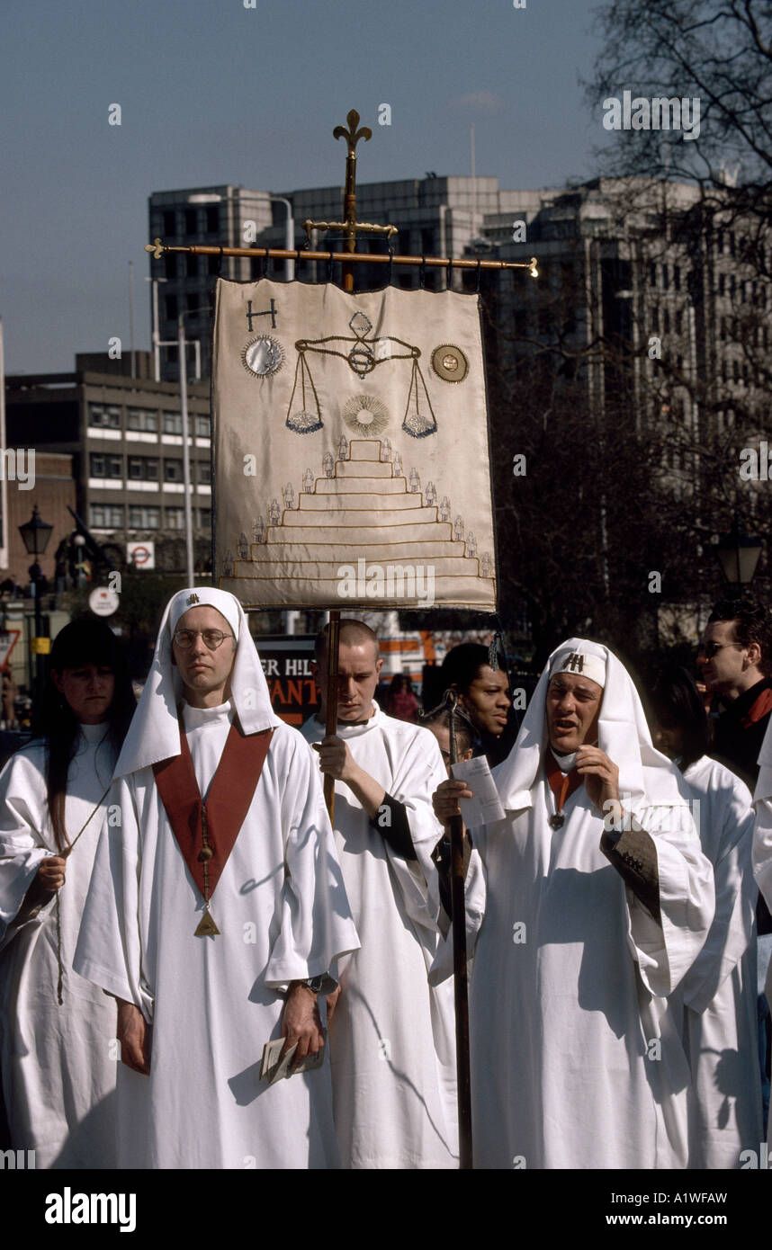 City Druids celebrating fertility ritual on Spring Equinox at Tower Hill in London England Stock Photo