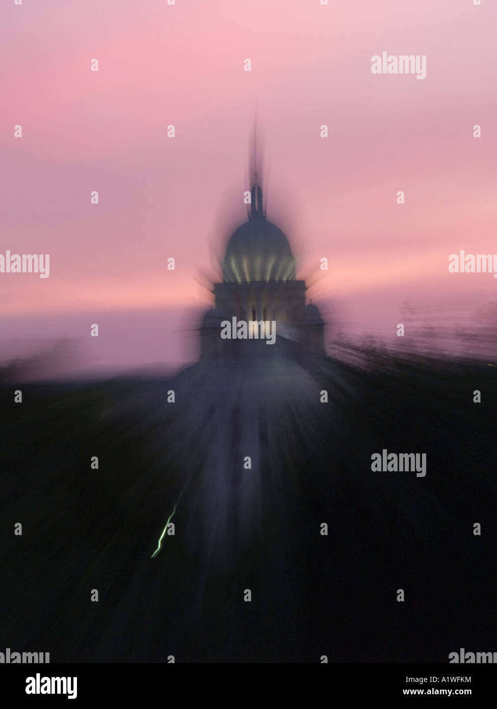 Zoomed time exposure of Rhode Island s statehouse on Smith Hill Stock Photo