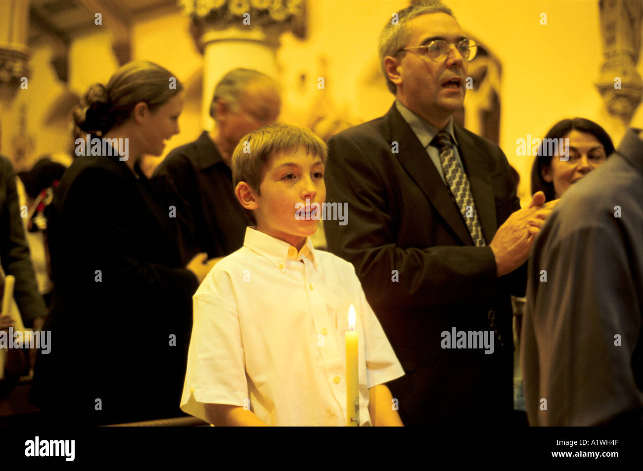 CATHOLIC CONFIRMATION SERVICE IN CHURCH Stock Photo