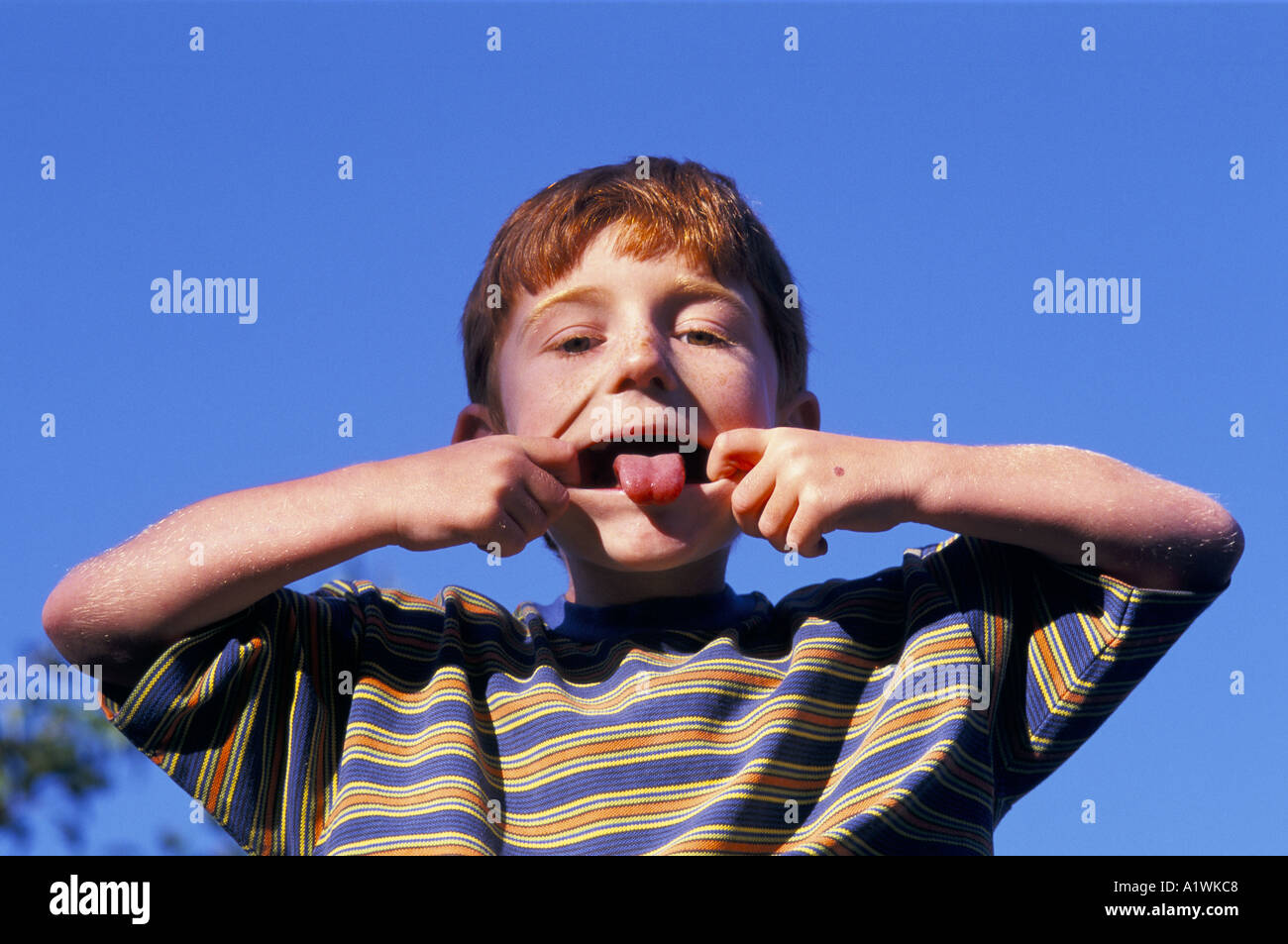 Eigth year old HYPERACTIVE CHILD  USES RITALIN AS A CONTROLING DRUG 1999 Stock Photo