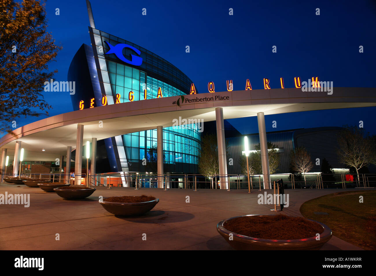 AJD54216, Atlanta, GA, Aquarium, evening Stock Photo Alamy