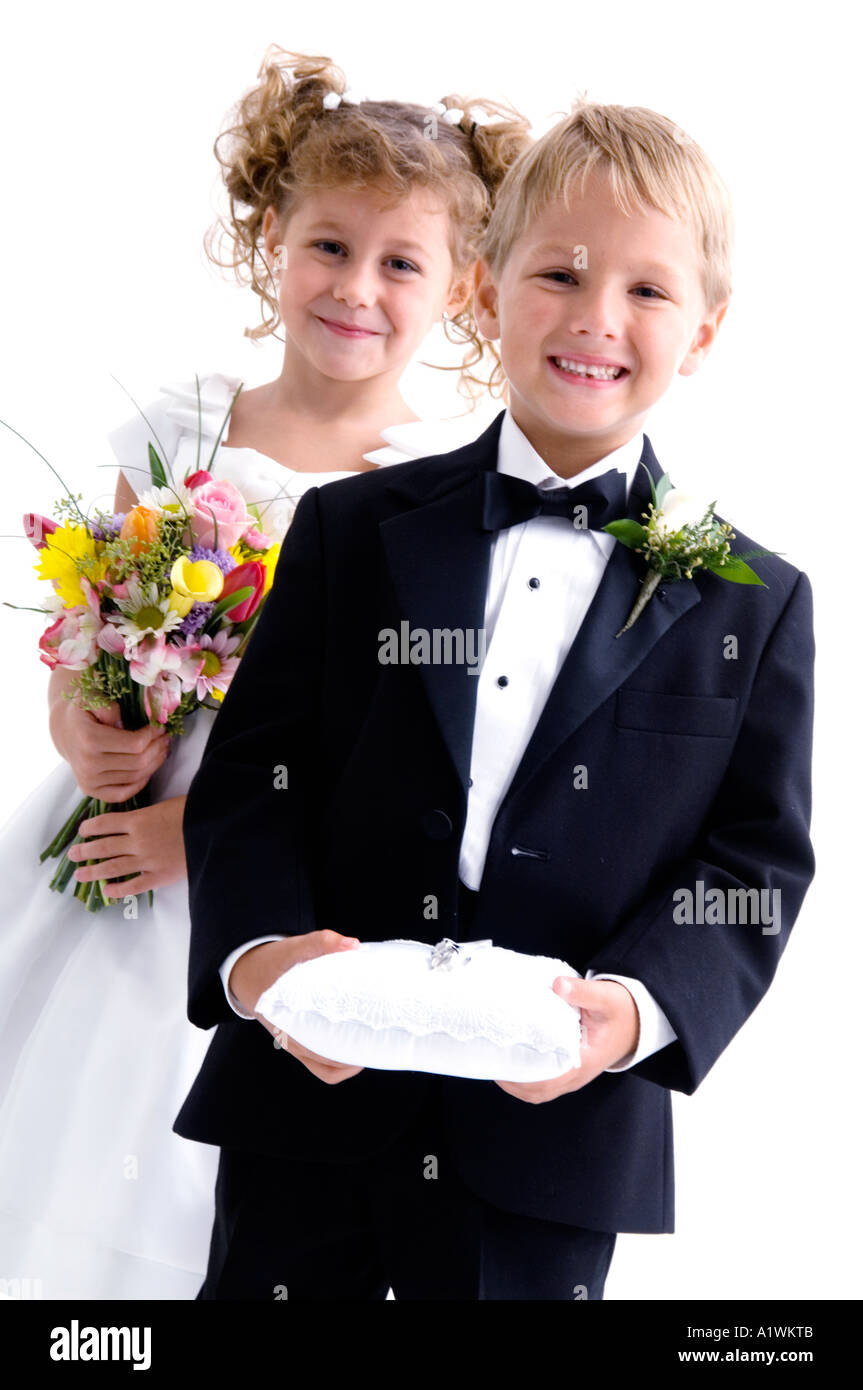 Ring bearer and flower girl Stock Photo Alamy