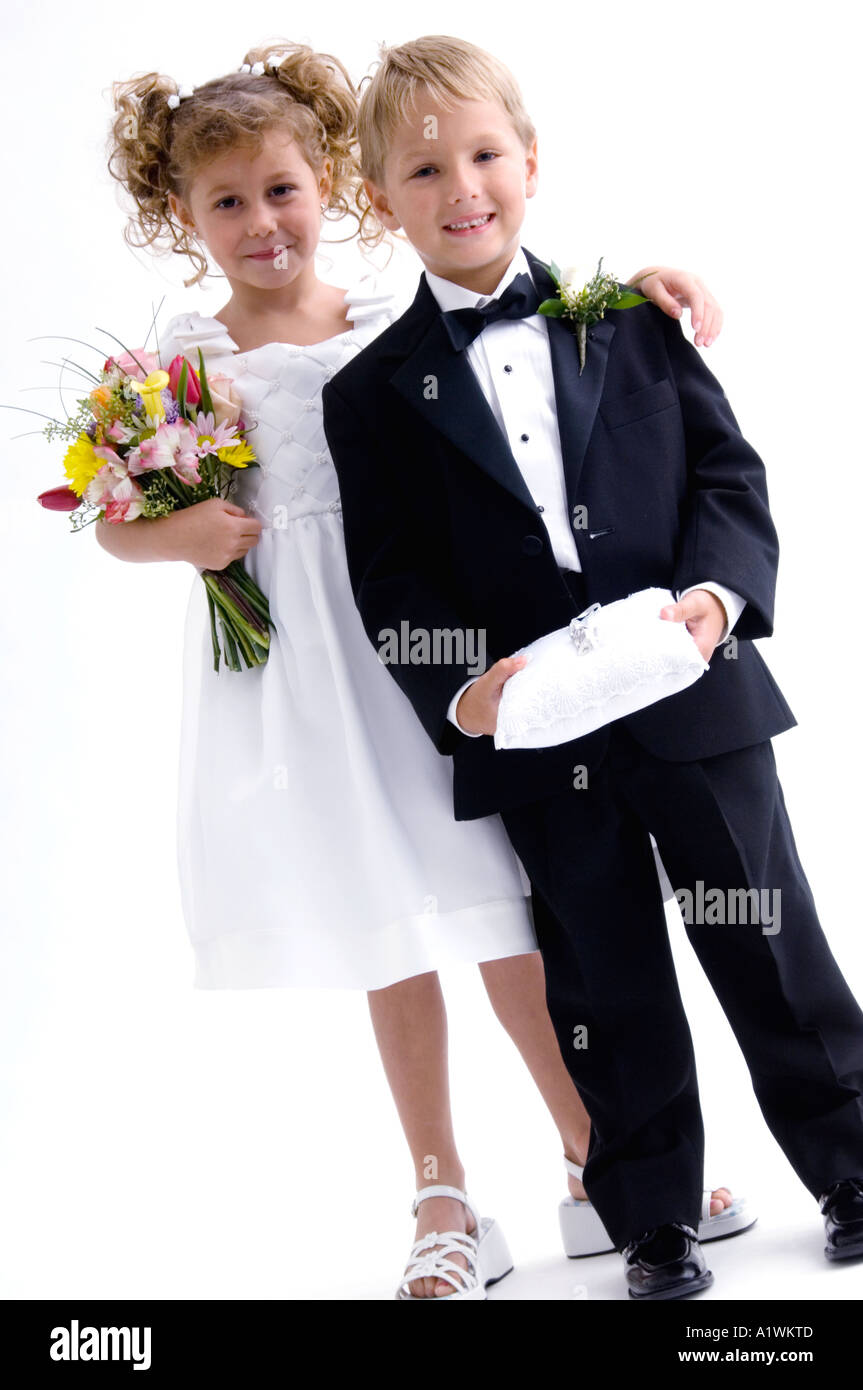 Ring bearer and flower girl Stock Photo Alamy