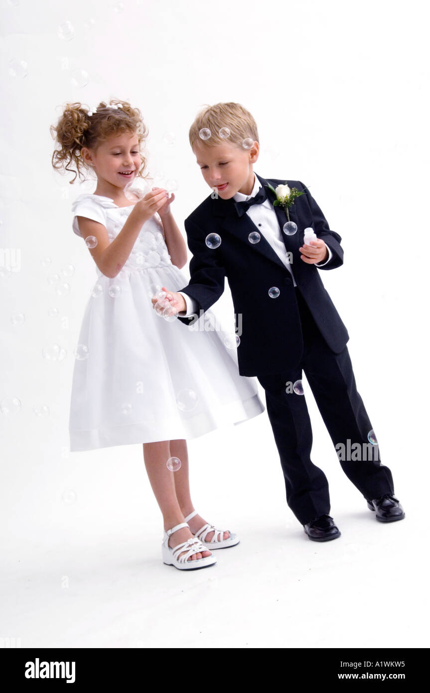 Ring bearer and flower girl Stock Photo Alamy