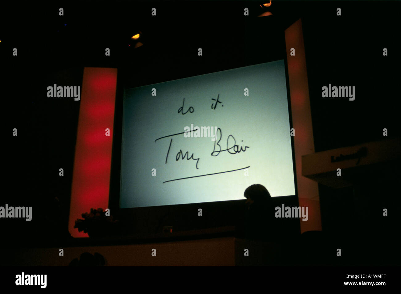 GENERAL ELECTION ADVERT FOR YOUTH , slogan 'Do it' and Tony Blair signature.1997 Stock Photo