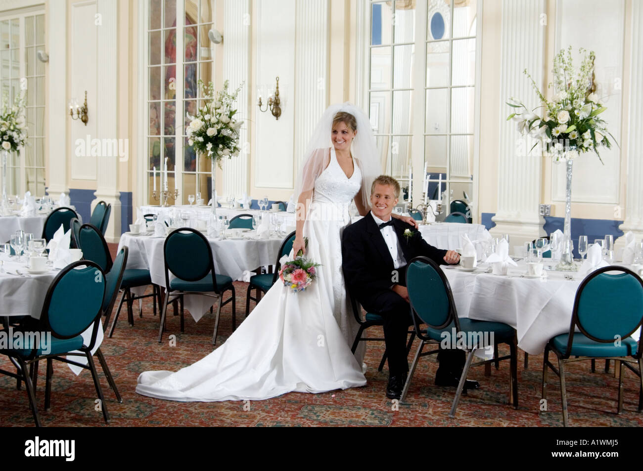 Bride and groom at reception Stock Photo - Alamy
