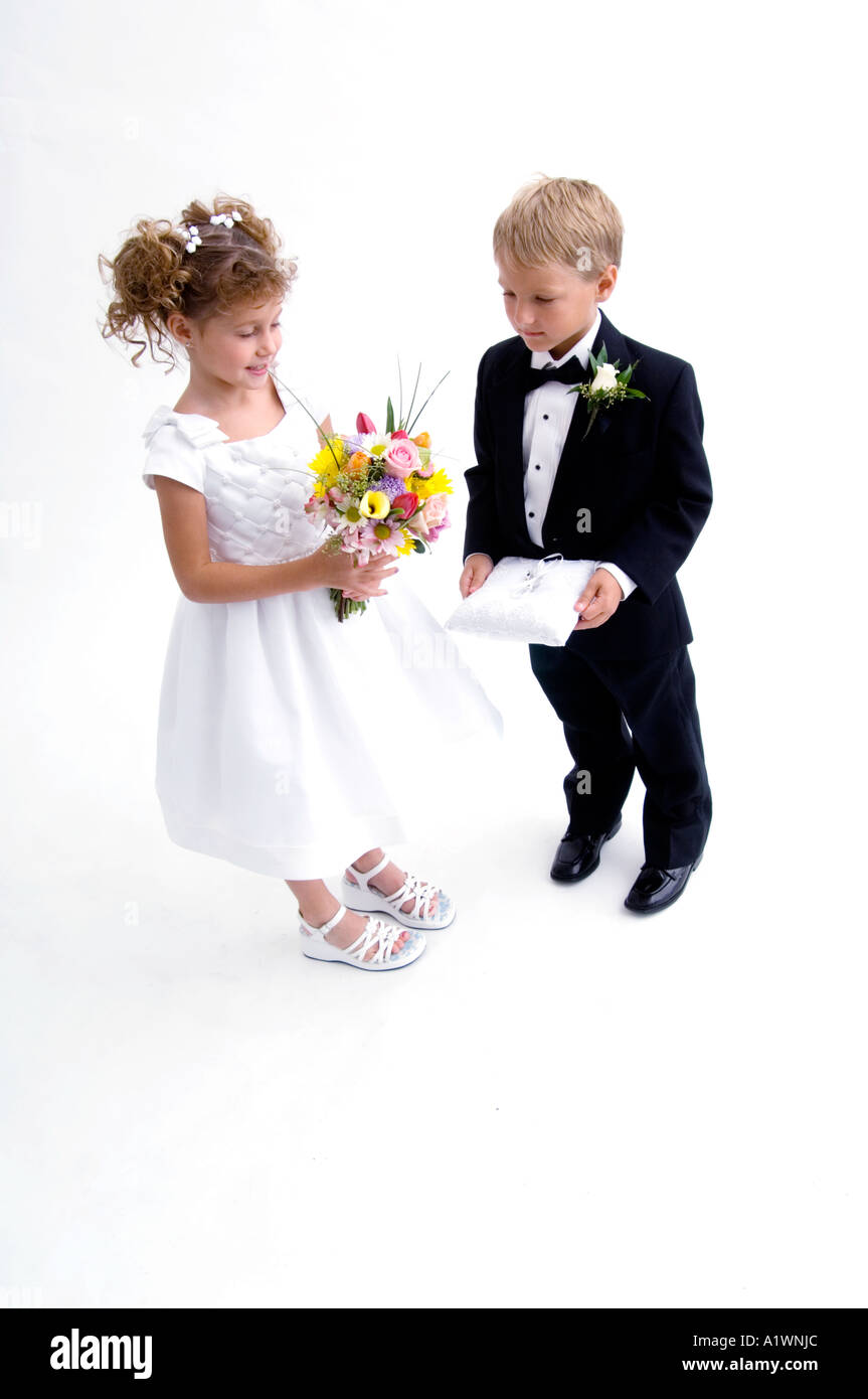 Ring bearer and flower girl Stock Photo Alamy