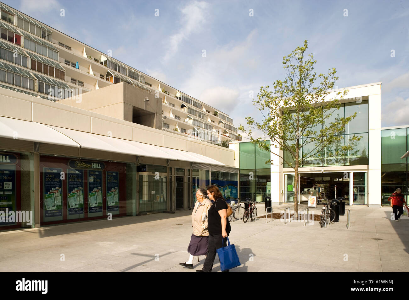 The Brunswick Centre, Camden, London, 1966-71, listed Grade II; redevelopment 2006. Shops and housing. Stock Photo
