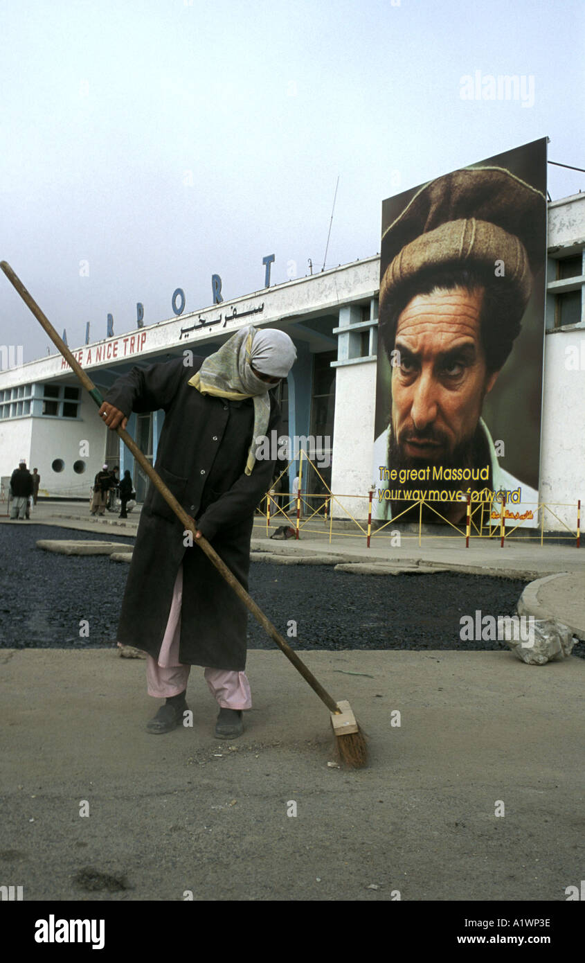 Kabul Airport. Shakila member of road construction crew Stock Photo