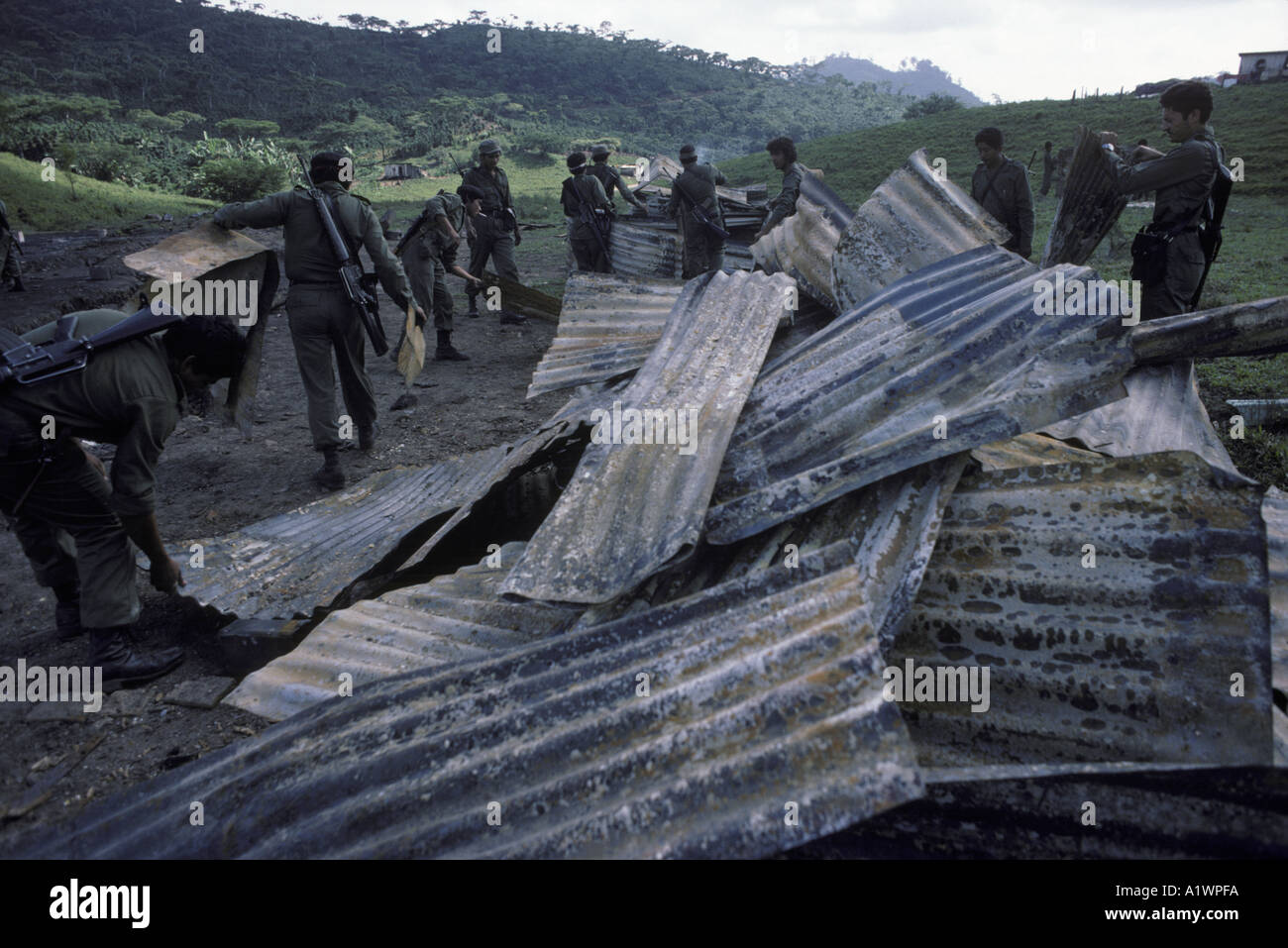 NICARAGUA STATE FARM DESTROYED BY CONTRAS Stock Photo