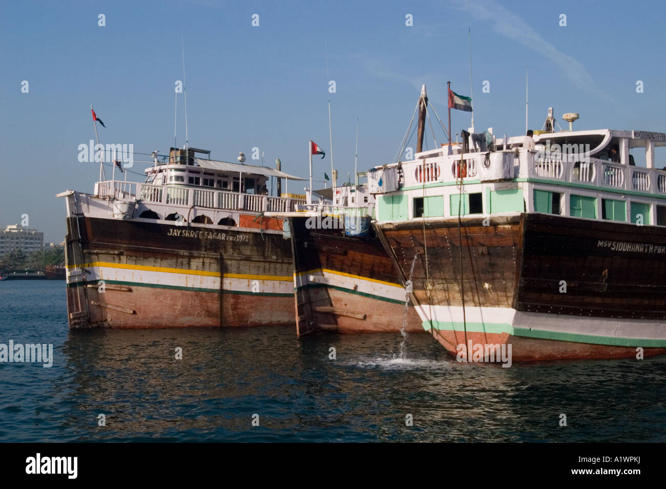 Tied Up Cargo Ships Dubai Creek Stock Photo Alamy