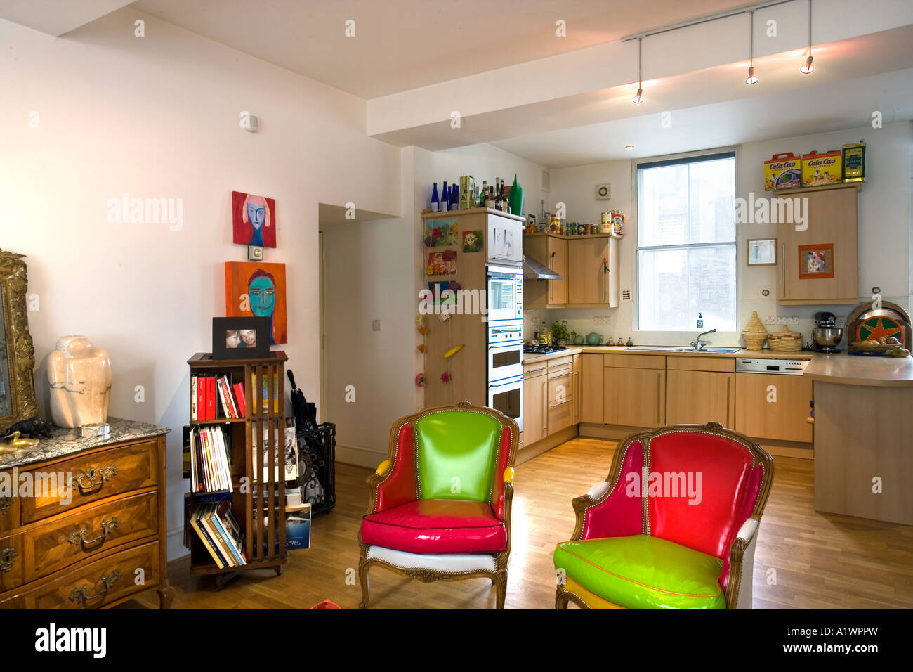 Designers own apartment, lounge and kitchen. Architect: Soho Sisters Stock Photo