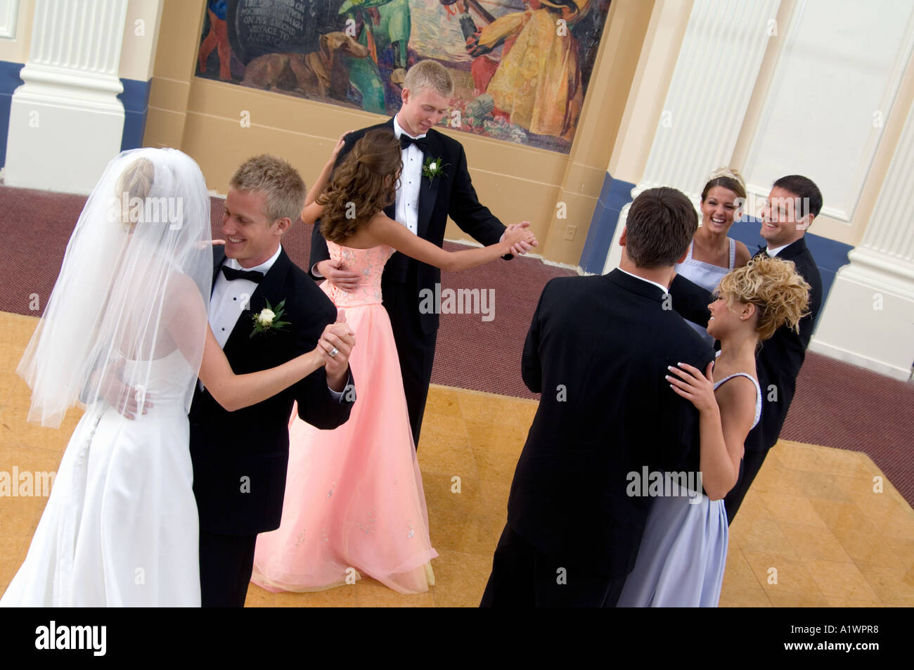 Bride and groom dancing at reception Stock Photo - Alamy
