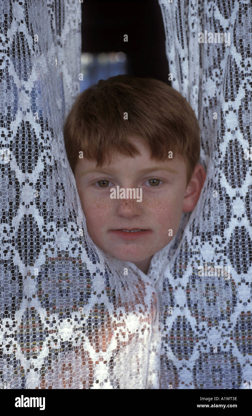 Portrait of 8 year old boy Stock Photo