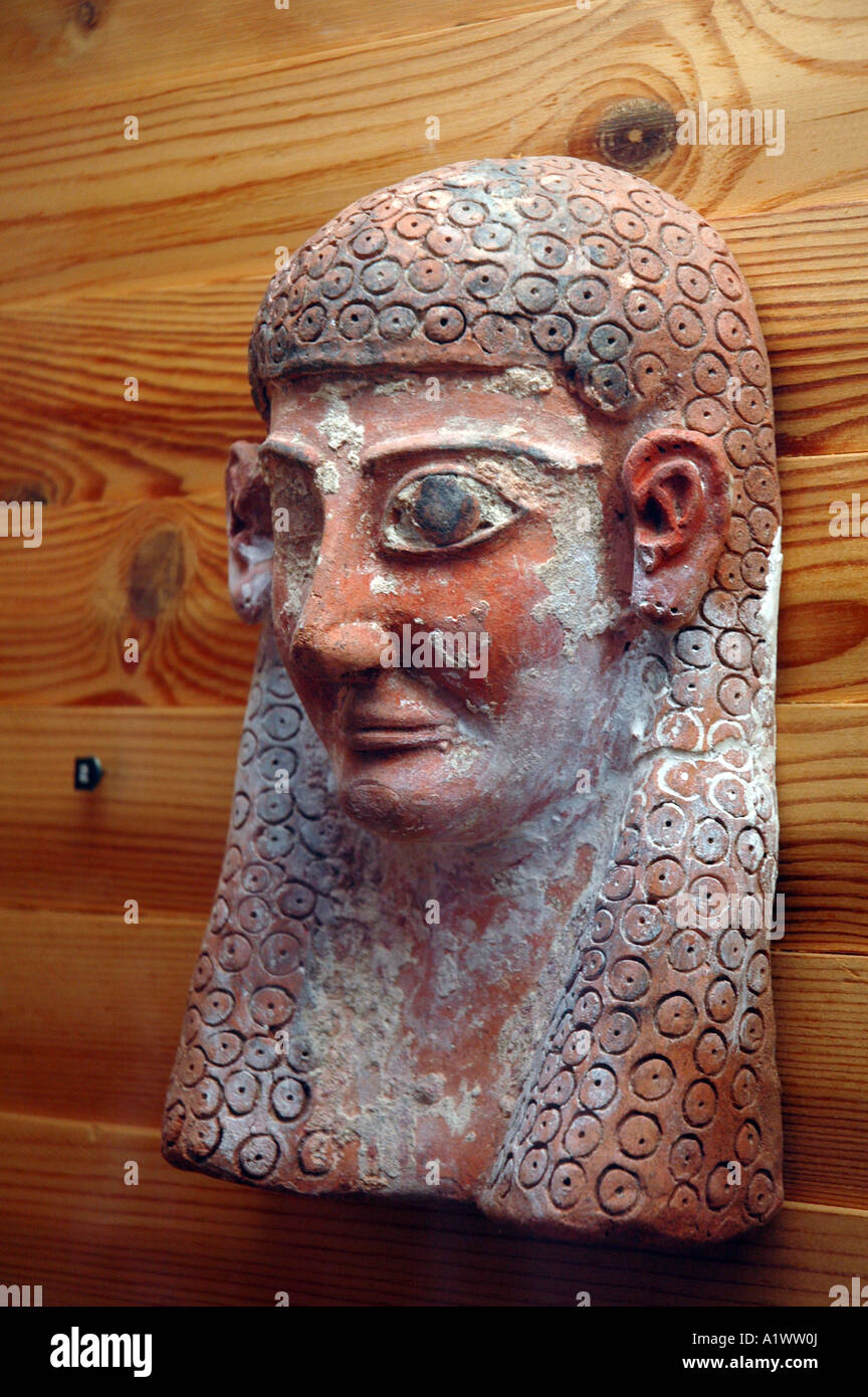 Punic funeral mask in The Bardo museum in Tunis, capital of Tunisia Stock Photo