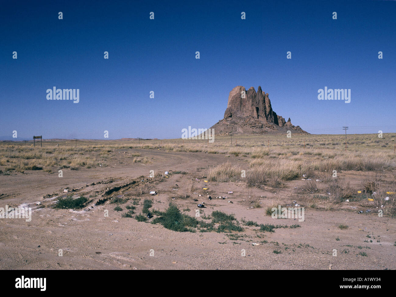 NAVAJO RESERVE NEW MEXICO USA TRASH AND BASSALT MONOLITH SUMMER 1993