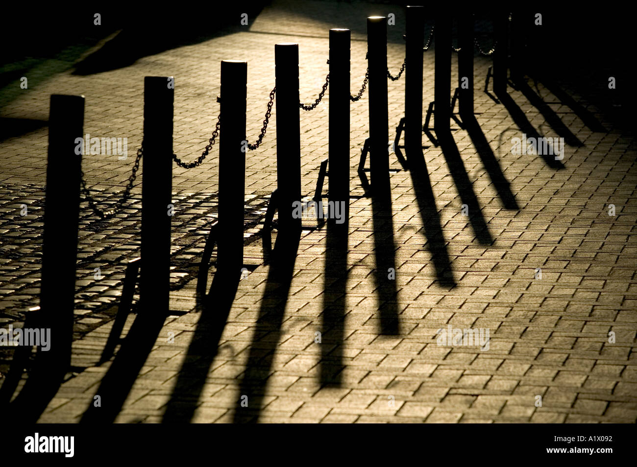 Posts In Early Evening Sunlight Casting Shadows Stock Photo Alamy