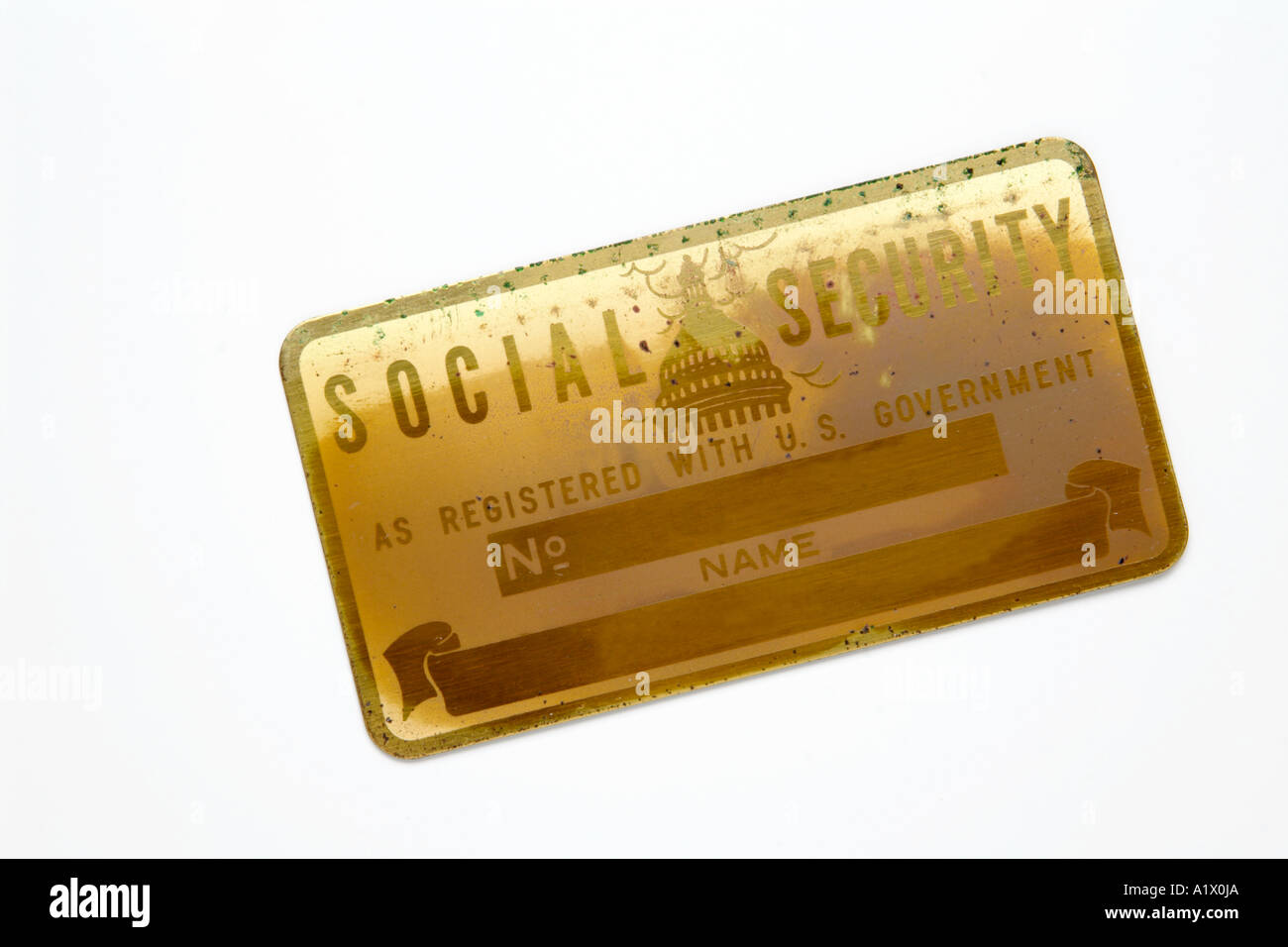 metal blank U.S. social security card Stock Photo