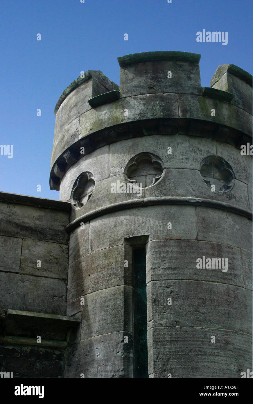 Castellated turret detail Stock Photo