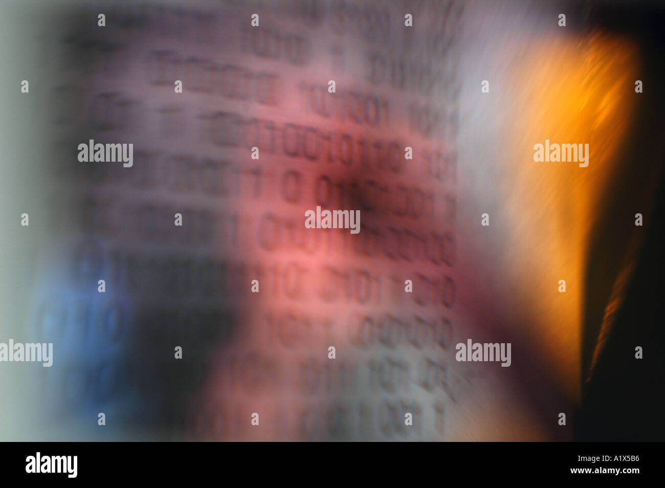 ones and zeros binary code with blurry background Stock Photo