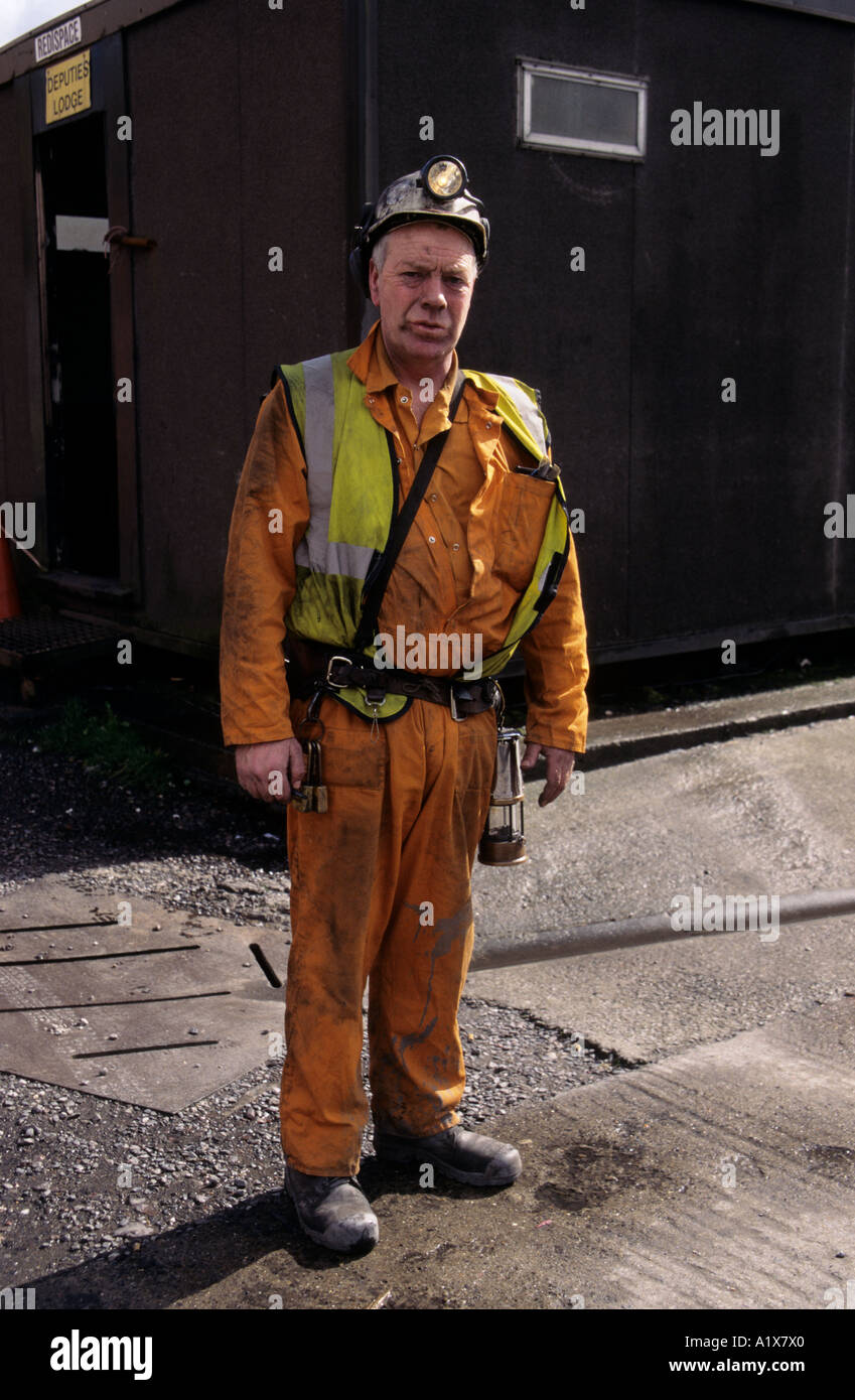 Miner dressed for underground work at Tower Colliery Wales UK Stock Photo