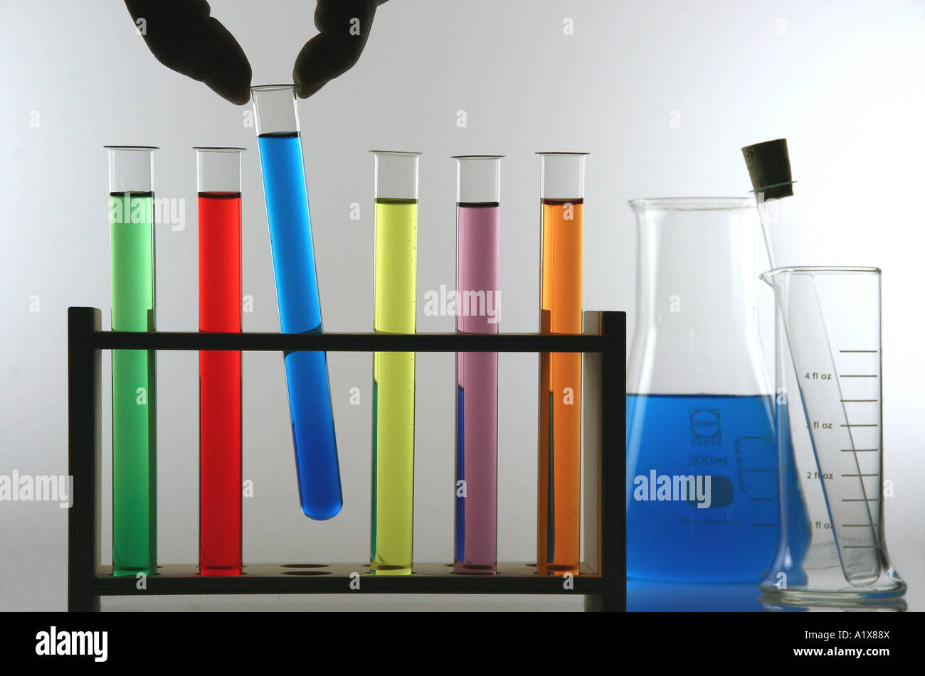 laboratory glasses with colorful liquid Stock Photo Alamy