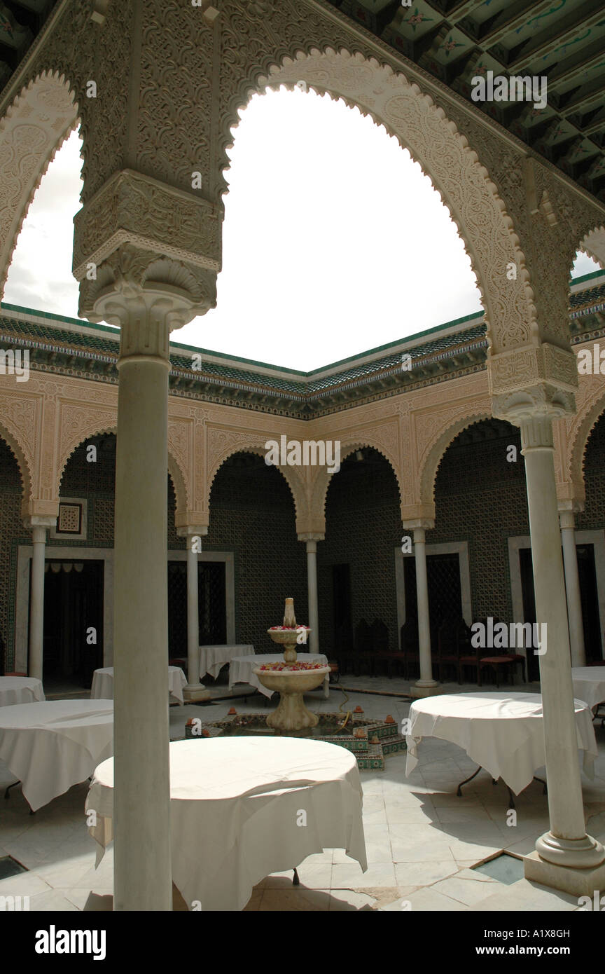 The patio, center of the traditional tunisian rich house, Dar Cherait Museum in Tozeur, Tunisia